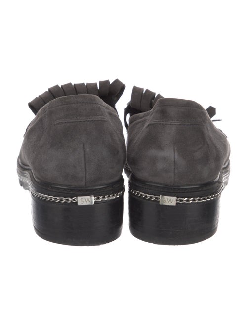 Stuart Weitzman Suede Chain-Link Accents Loafers