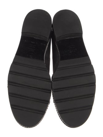 Stuart Weitzman Suede Chain-Link Accents Loafers