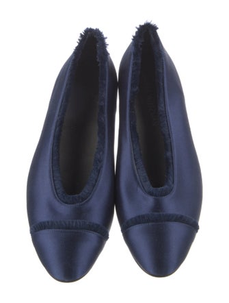 Stuart Weitzman Satin Raw-Edge Trim Ballet Flats