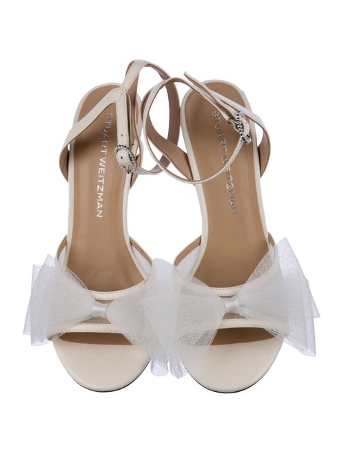 Stuart Weitzman Leather Mesh Accents Slingback Sandals