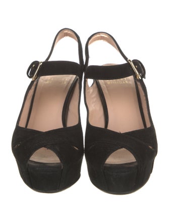 Stuart Weitzman Suede Cutout Accent Slingback Pumps