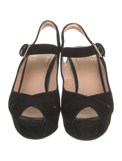 Stuart Weitzman Suede Cutout Accent Slingback Pumps