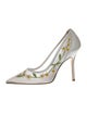 Stuart Weitzman Floral Print Embroidered Accent Pumps