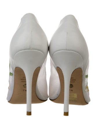 Stuart Weitzman Floral Print Embroidered Accent Pumps