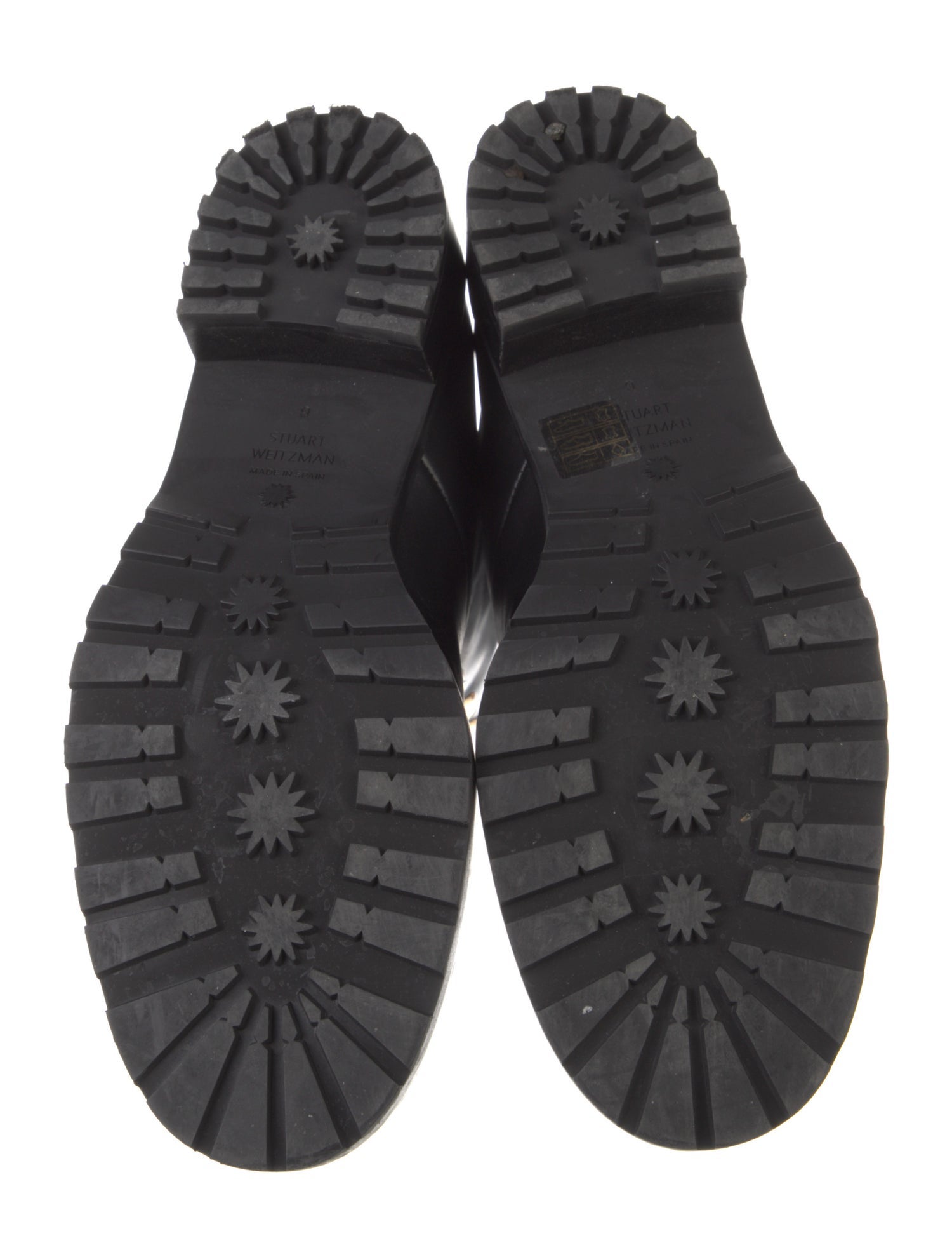 Stuart Weitzman Leather Chain-Link Accents Combat Boots