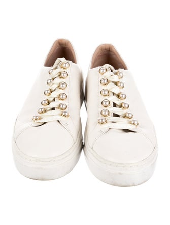 Stuart Weitzman Leather Beaded Accents Sneakers