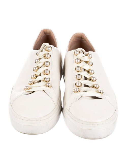 Stuart Weitzman Leather Beaded Accents Sneakers