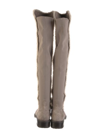 Stuart Weitzman Suede Faux Fur Trim Boots