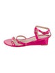 Stuart Weitzman Patent Leather T-Strap Sandals