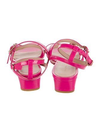 Stuart Weitzman Patent Leather T-Strap Sandals