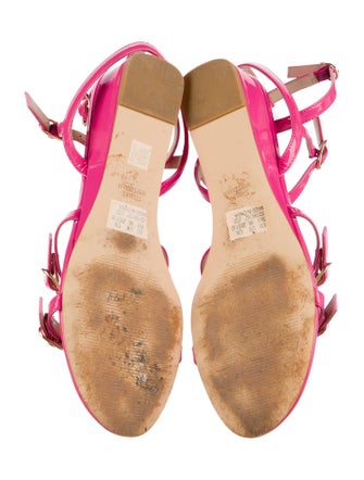 Stuart Weitzman Patent Leather T-Strap Sandals