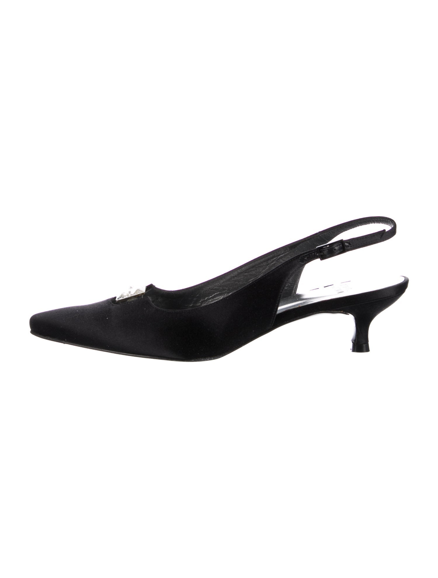 Stuart Weitzman Satin Crystal Embellishments Slingback Flats