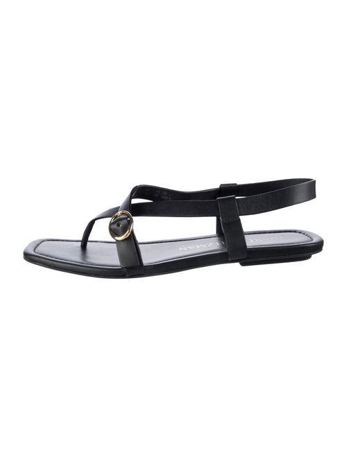 Stuart Weitzman Leather T-Strap Sandals