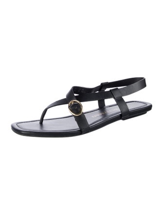 Stuart Weitzman Leather T-Strap Sandals