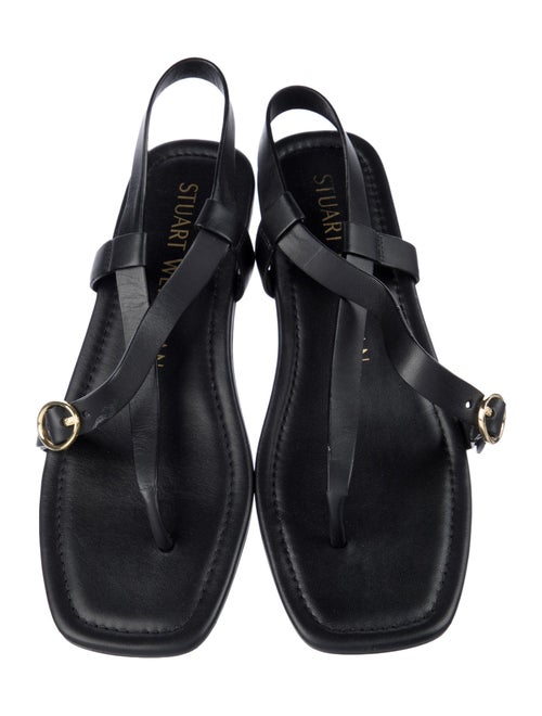 Stuart Weitzman Leather T-Strap Sandals