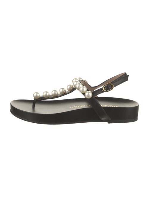 Stuart Weitzman Leather T-Strap Sandals