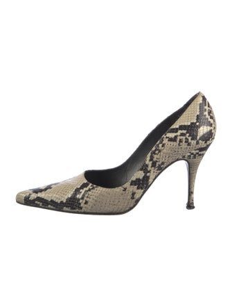 Stuart Weitzman Embossed Leather Animal Print Pumps