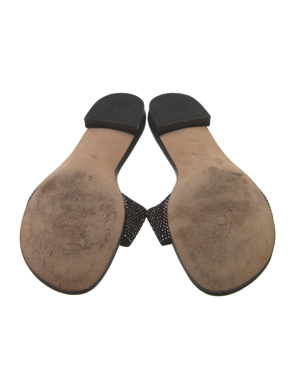 Stuart Weitzman Leather Slides Crystal Embellishm… - image 5