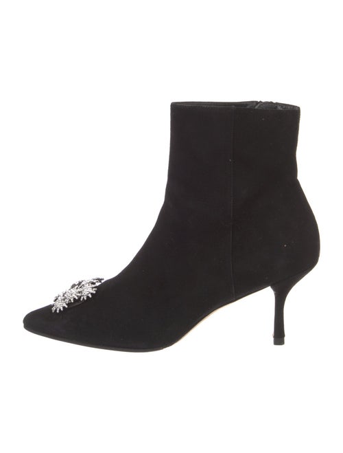 Stuart Weitzman Suede Crystal Embellishments Sock Boots