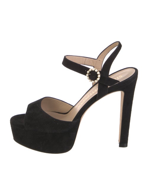 Stuart Weitzman Suede Beaded Accents Slingback Sandals