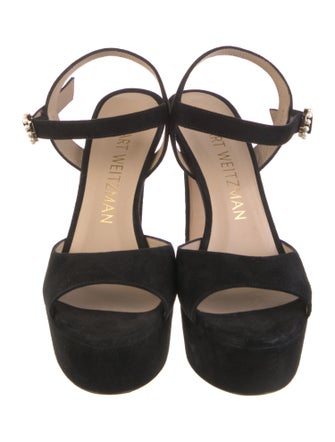 Stuart Weitzman Suede Beaded Accents Slingback Sandals