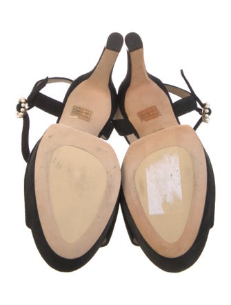 Stuart Weitzman Suede Beaded Accents Slingback Sandals