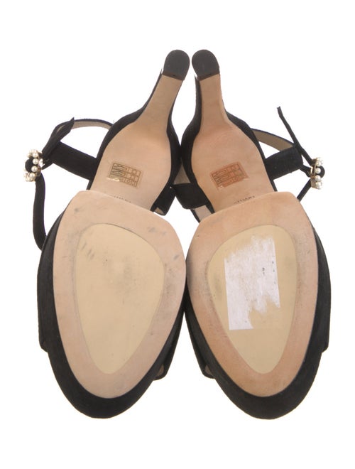 Stuart Weitzman Suede Beaded Accents Slingback Sandals