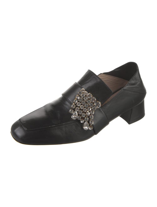 Stuart Weitzman Leather Crystal Embellishments Mules