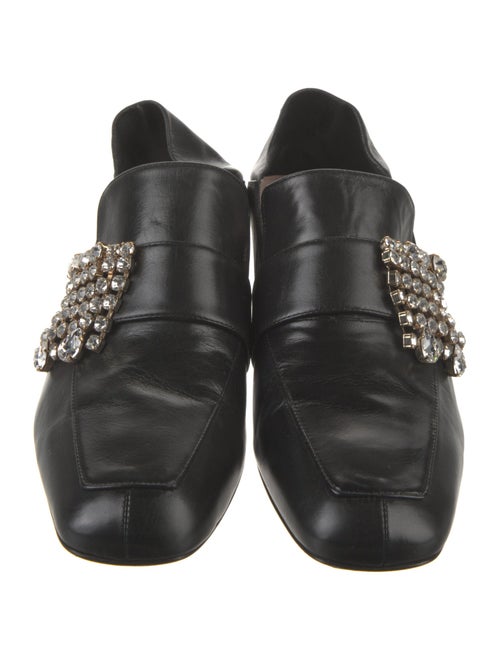 Stuart Weitzman Leather Crystal Embellishments Mules