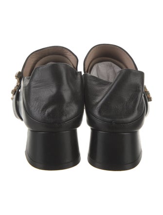 Stuart Weitzman Leather Crystal Embellishments Mules