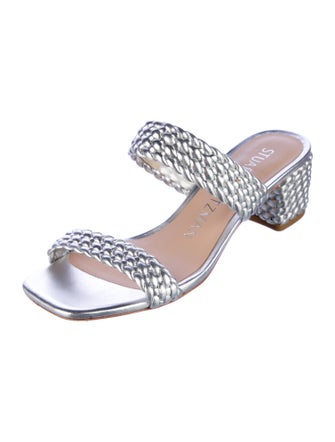 Stuart Weitzman Leather Animal Print Slides