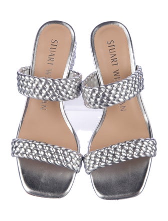 Stuart Weitzman Leather Animal Print Slides