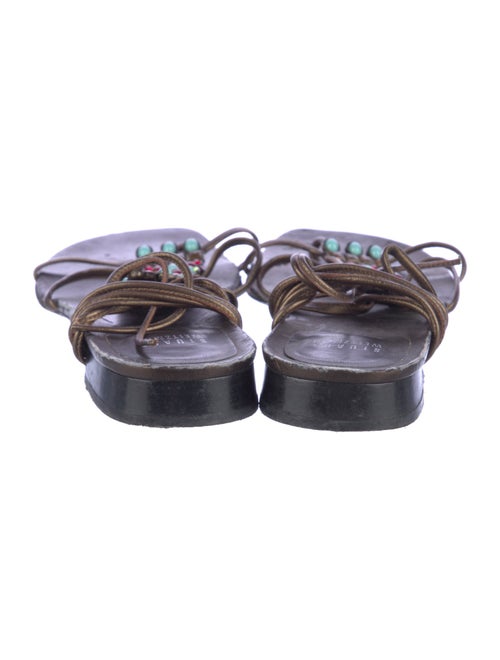 Stuart Weitzman Leather Crystal Embellishments Gladiator Sandals