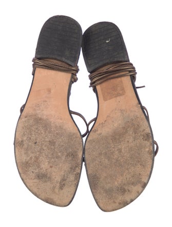 Stuart Weitzman Leather Crystal Embellishments Gladiator Sandals