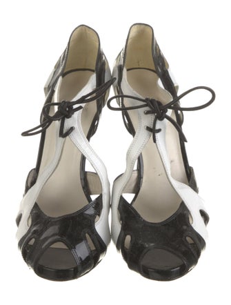 Stuart Weitzman Patent Leather Colorblock Pattern Pumps