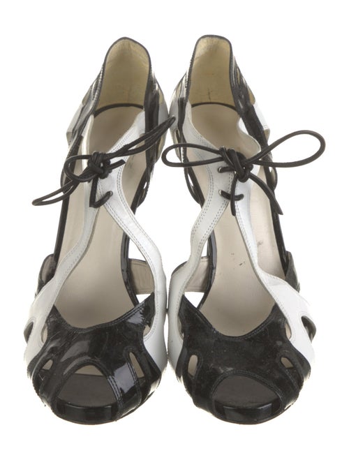Stuart Weitzman Patent Leather Colorblock Pattern Pumps
