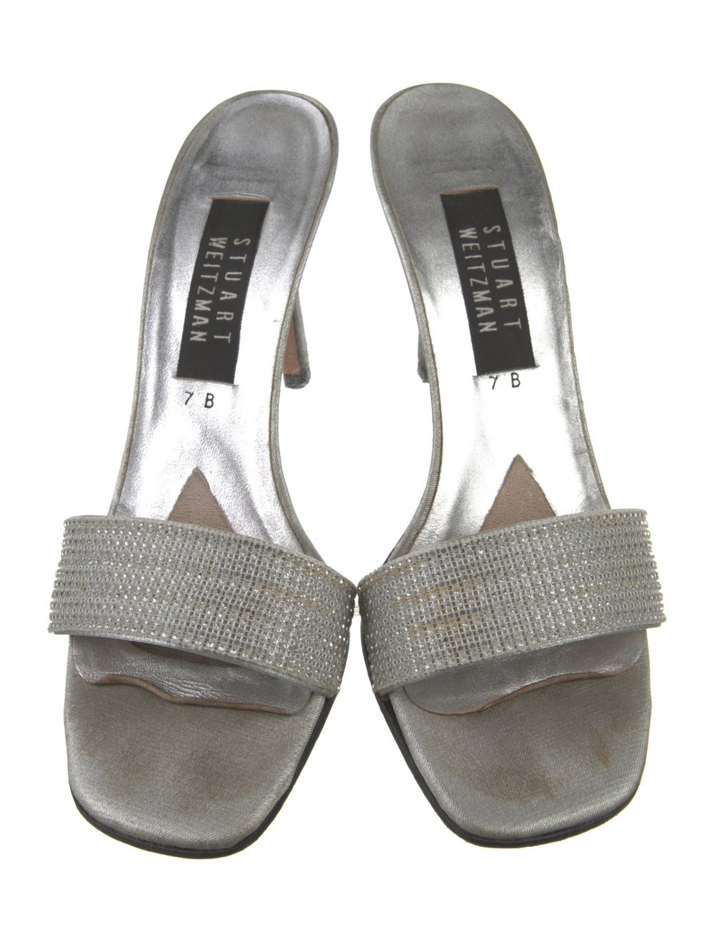 Stuart Weitzman Crystal Slides Metallic & Silver … - image 3
