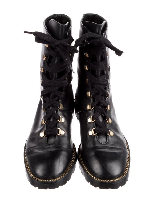 Stuart Weitzman Leather Chain-Link Accents Combat Boots