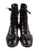 Stuart Weitzman Leather Chain-Link Accents Combat Boots