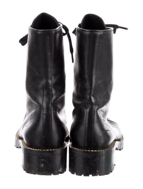 Stuart Weitzman Leather Chain-Link Accents Combat Boots