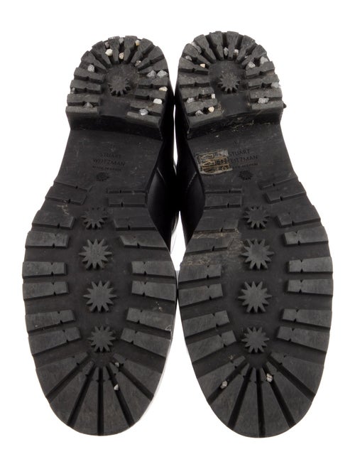 Stuart Weitzman Leather Chain-Link Accents Combat Boots