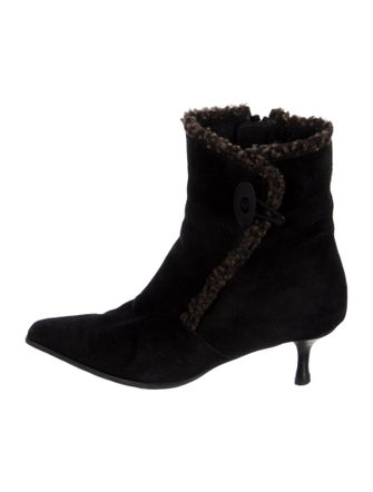 Stuart Weitzman Suede Fur Trim Boots