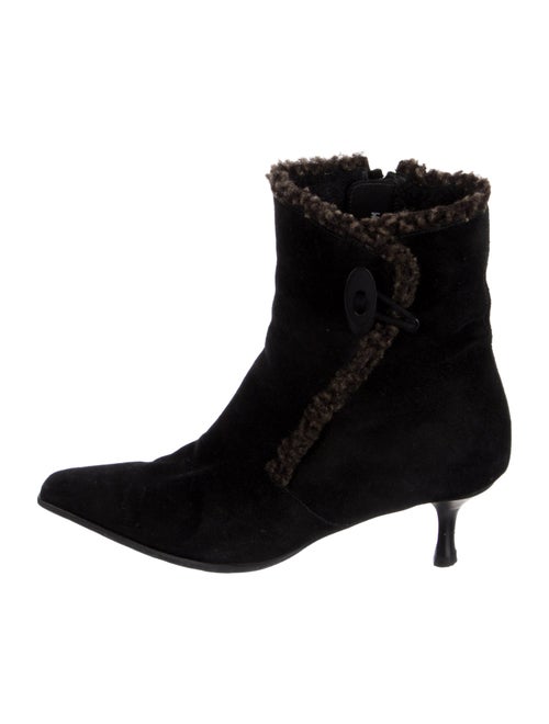 Stuart Weitzman Suede Fur Trim Boots
