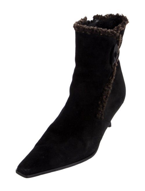 Stuart Weitzman Suede Fur Trim Boots