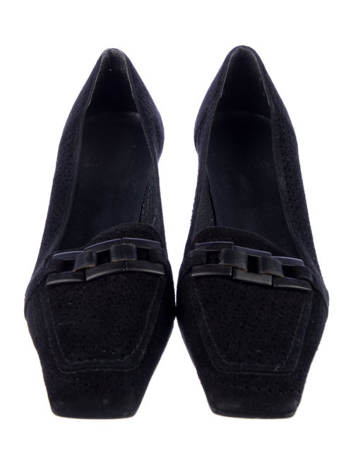 Stuart Weitzman Suede Chain-Link Accents Pumps