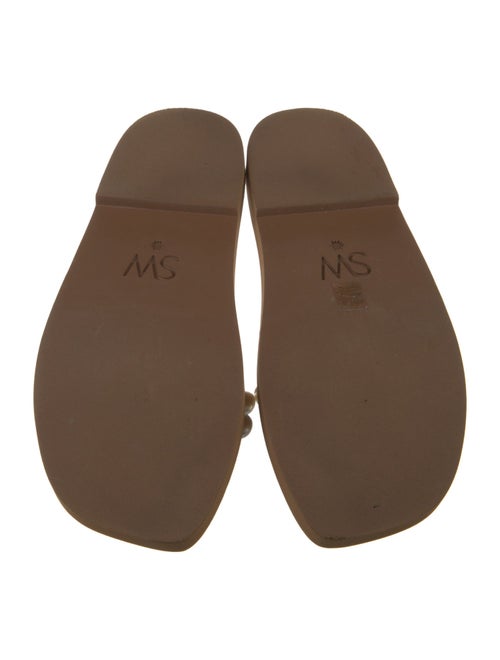 Stuart Weitzman Leather Beaded Accents Slides