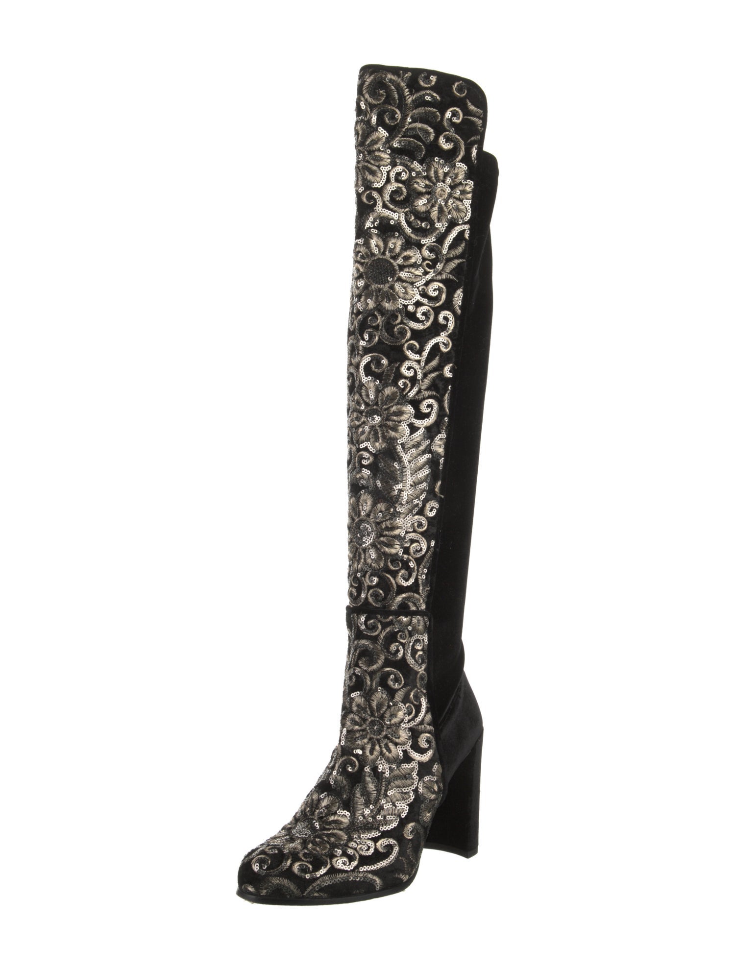 Stuart Weitzman Velvet Patterned Boots