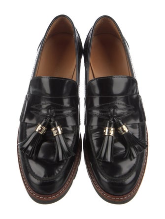 Stuart Weitzman Patent Leather Tassel Accents Loafers