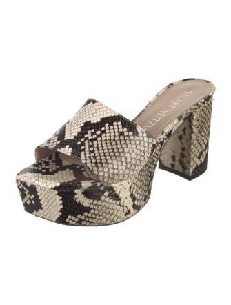Stuart Weitzman Embossed Leather Animal Print Mules