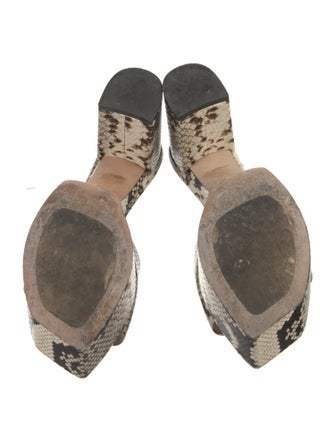 Stuart Weitzman Embossed Leather Animal Print Mules